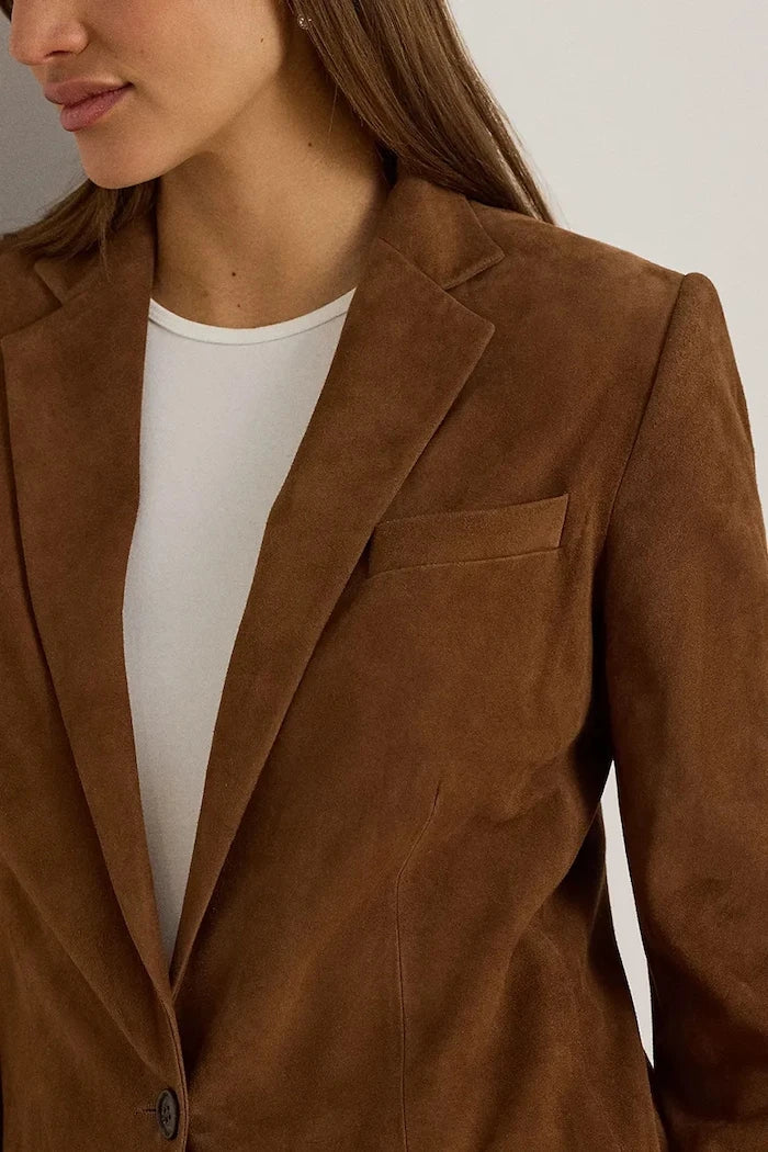 Lauren Ralph Lauren tek düğmeli kadın süet ceket