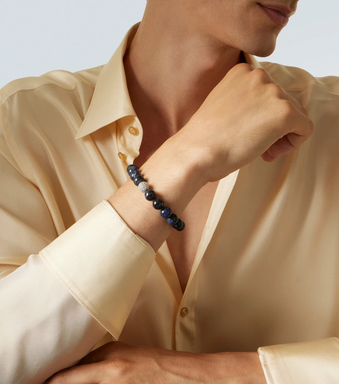 Sydney Evan - 14kt white gold beaded bracelet with diamonds