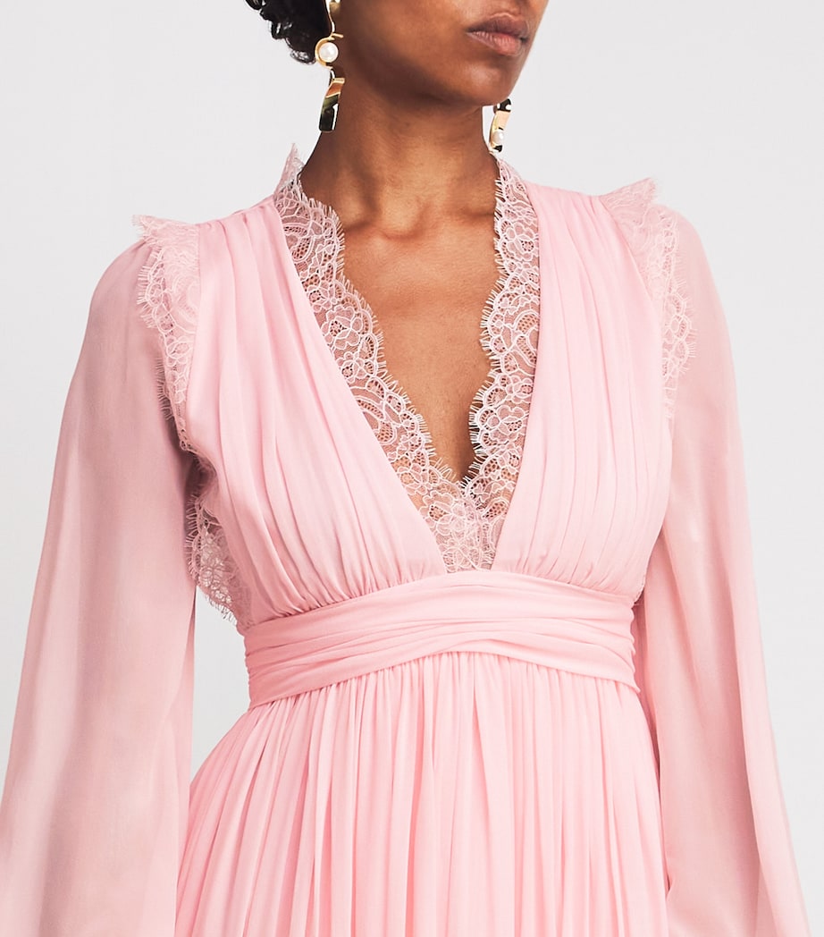 Silk Lace-Trim Maxi Dress