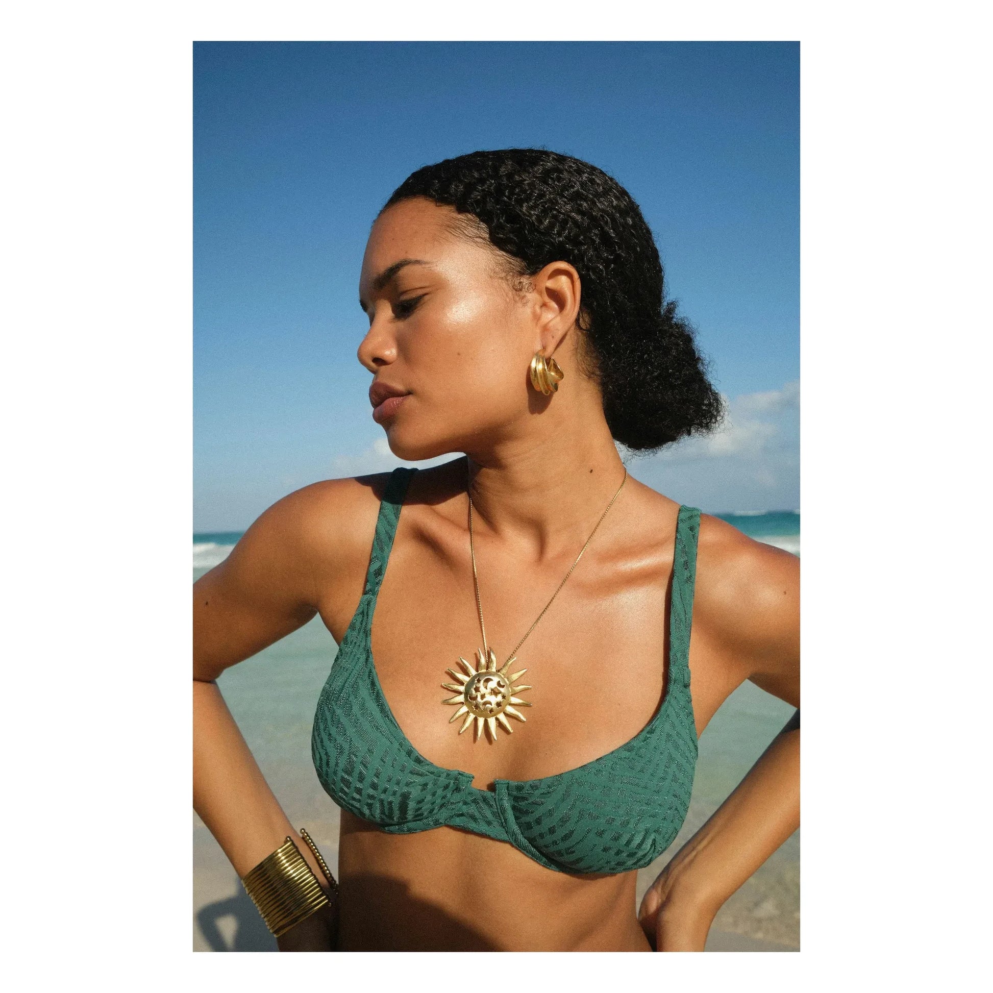 Fresh & Salt - Brooke Palm Swimsuit Top | Forest Green