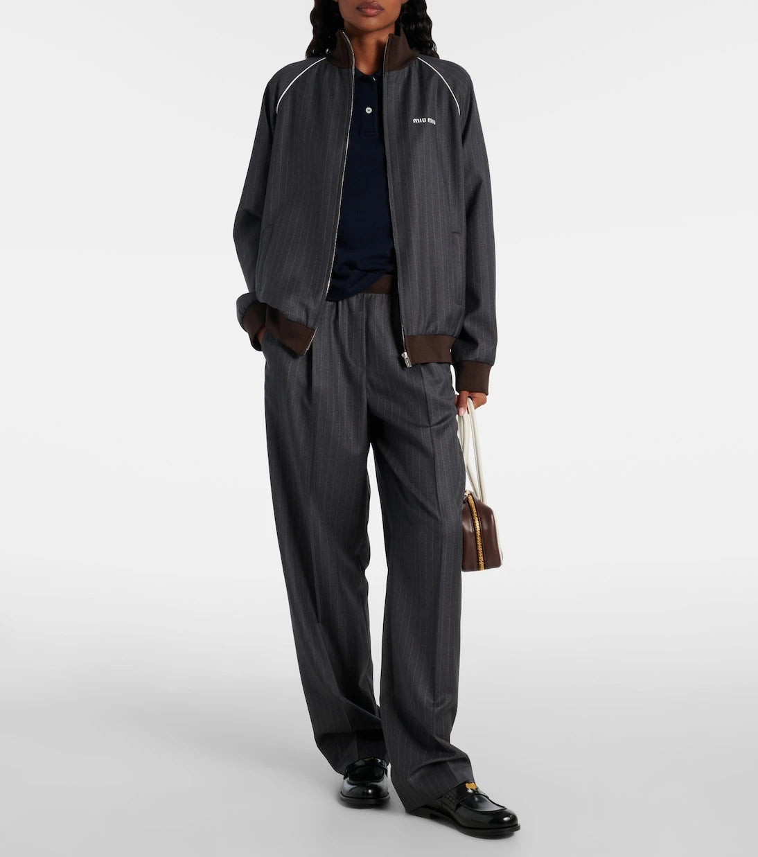 Miu Miu - Pinstripe virgin wool blouson