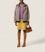 Neutral Faux Shearling-Trim Jacket