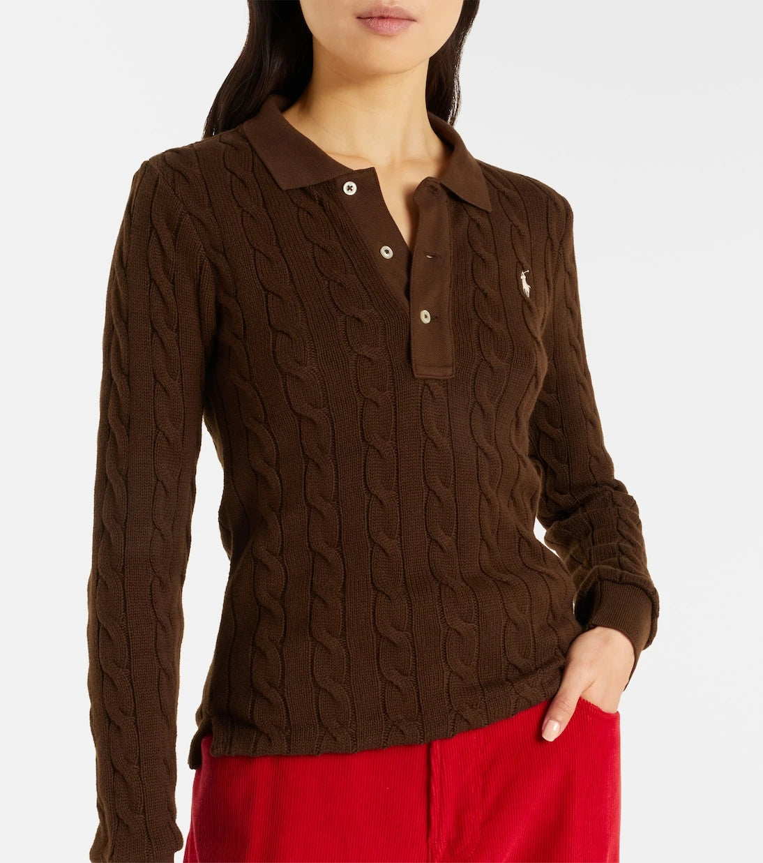 Polo Ralph Lauren - Cable-knit cotton polo sweater