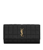 Saint Laurent Black Large Lambskin Cassandre Matelassé Carré Wallet