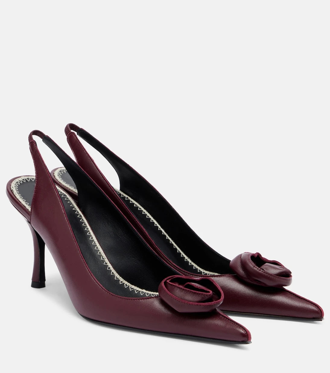 Magda Butrym - Floral-appliqué leather slingback pumps