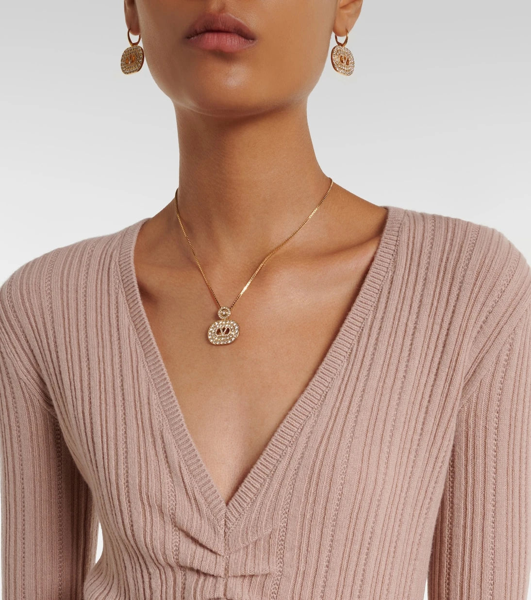 Valentino - Gathered lace-trimmed cashmere sweater