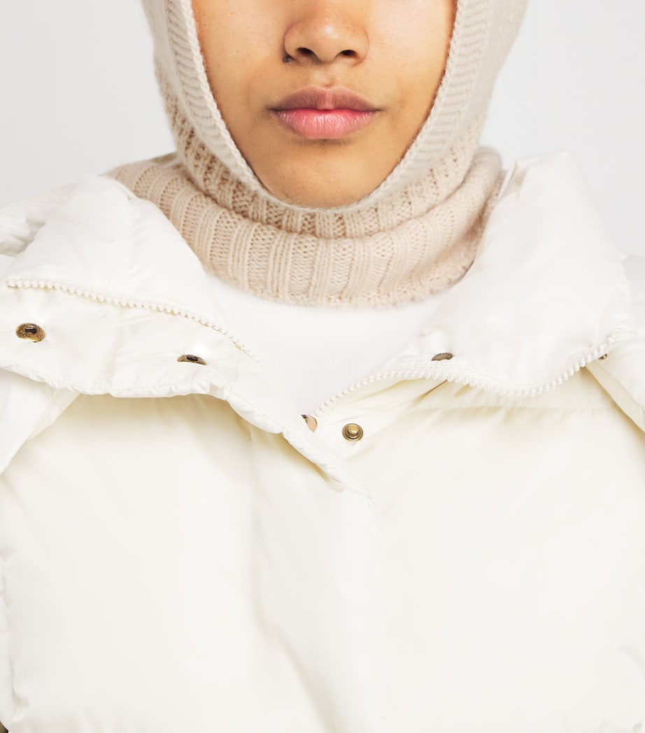 Beige Cashmere Waffle-Stitch Hood