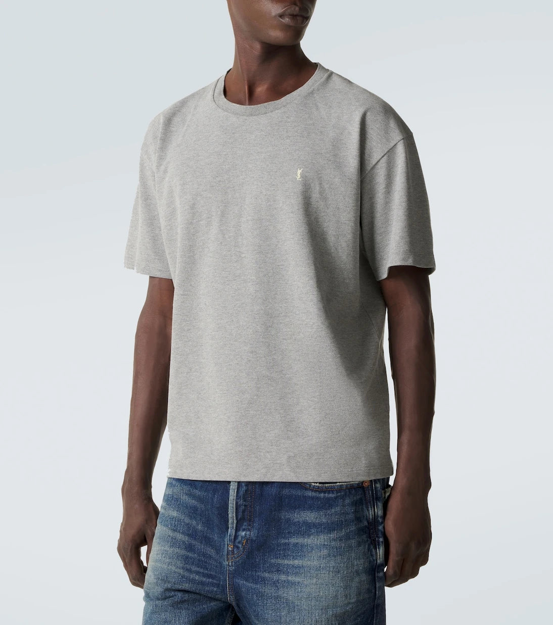 Saint Laurent - Cassandre cotton-blend piqué T-shirt