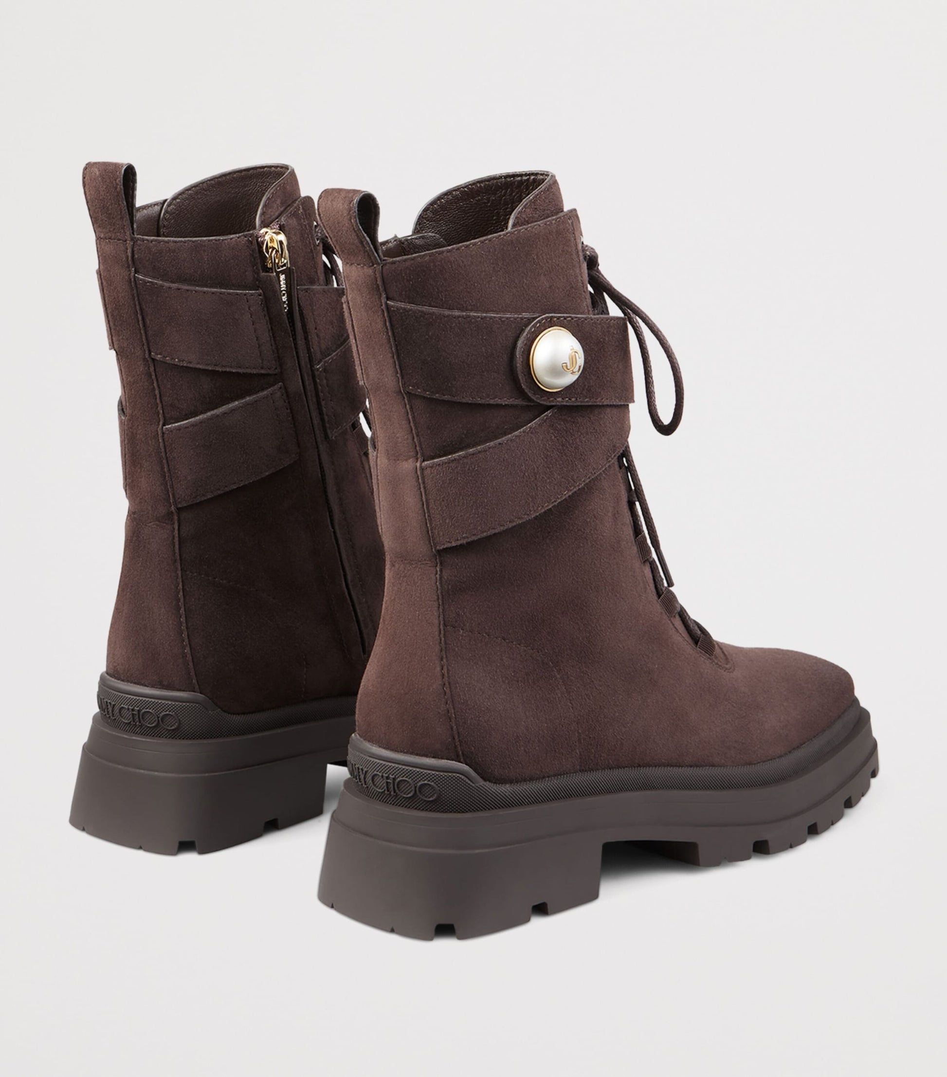 Brown Noemi 45 Suede Biker Boots