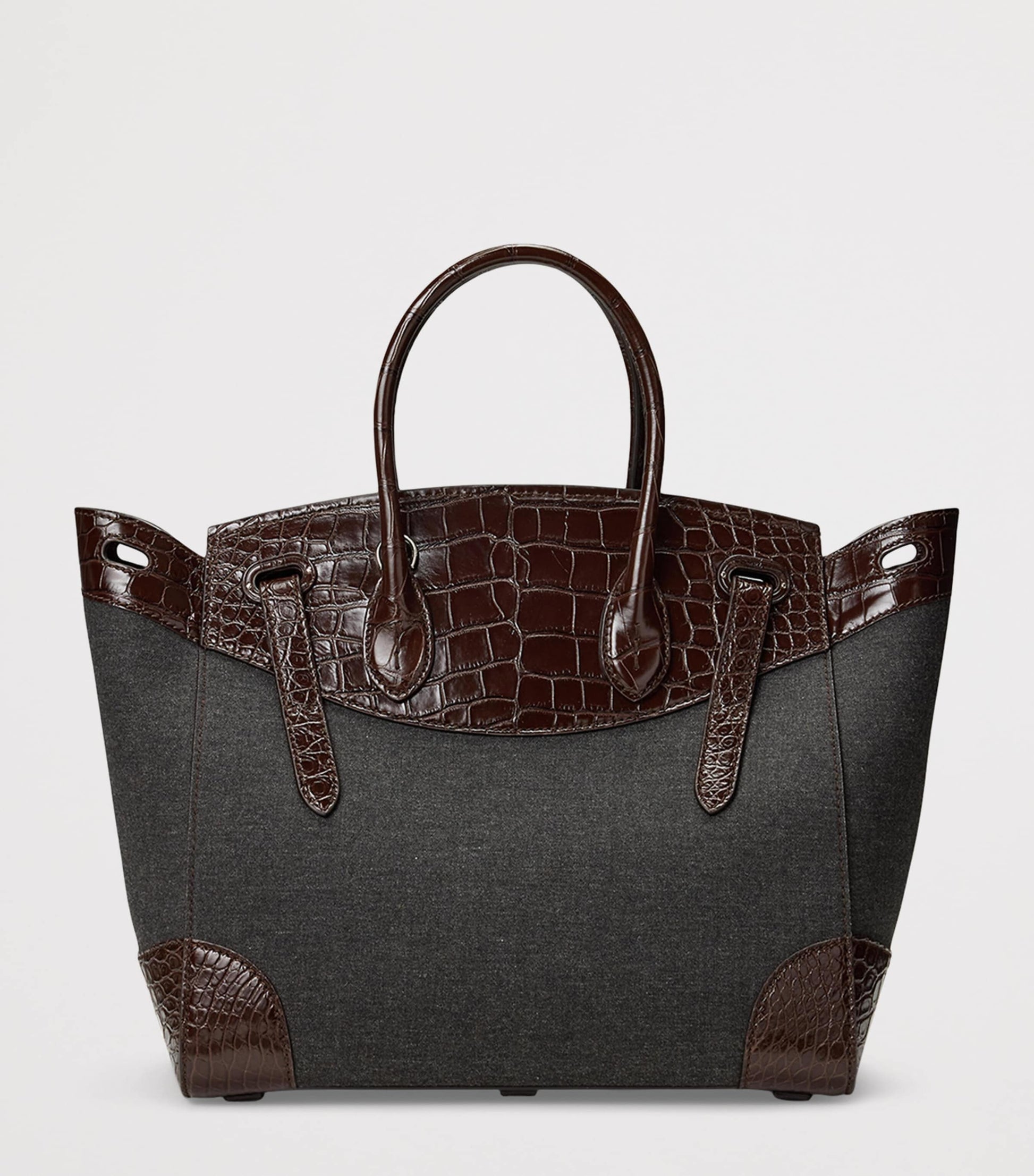 Ralph Lauren Collection Grey Wool-Alligator Soft Ricky 33 Top-Handle Bag