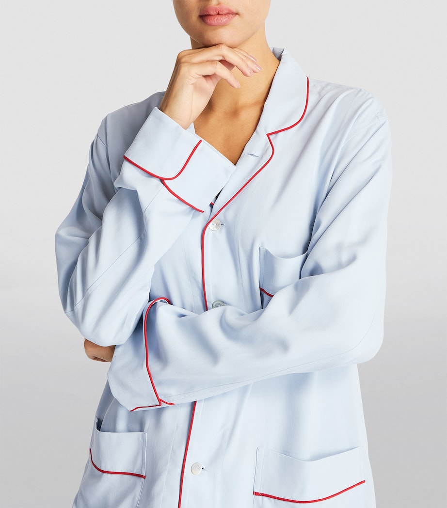 Olivia von Halle Blue Silk Laurent Pyjama Set