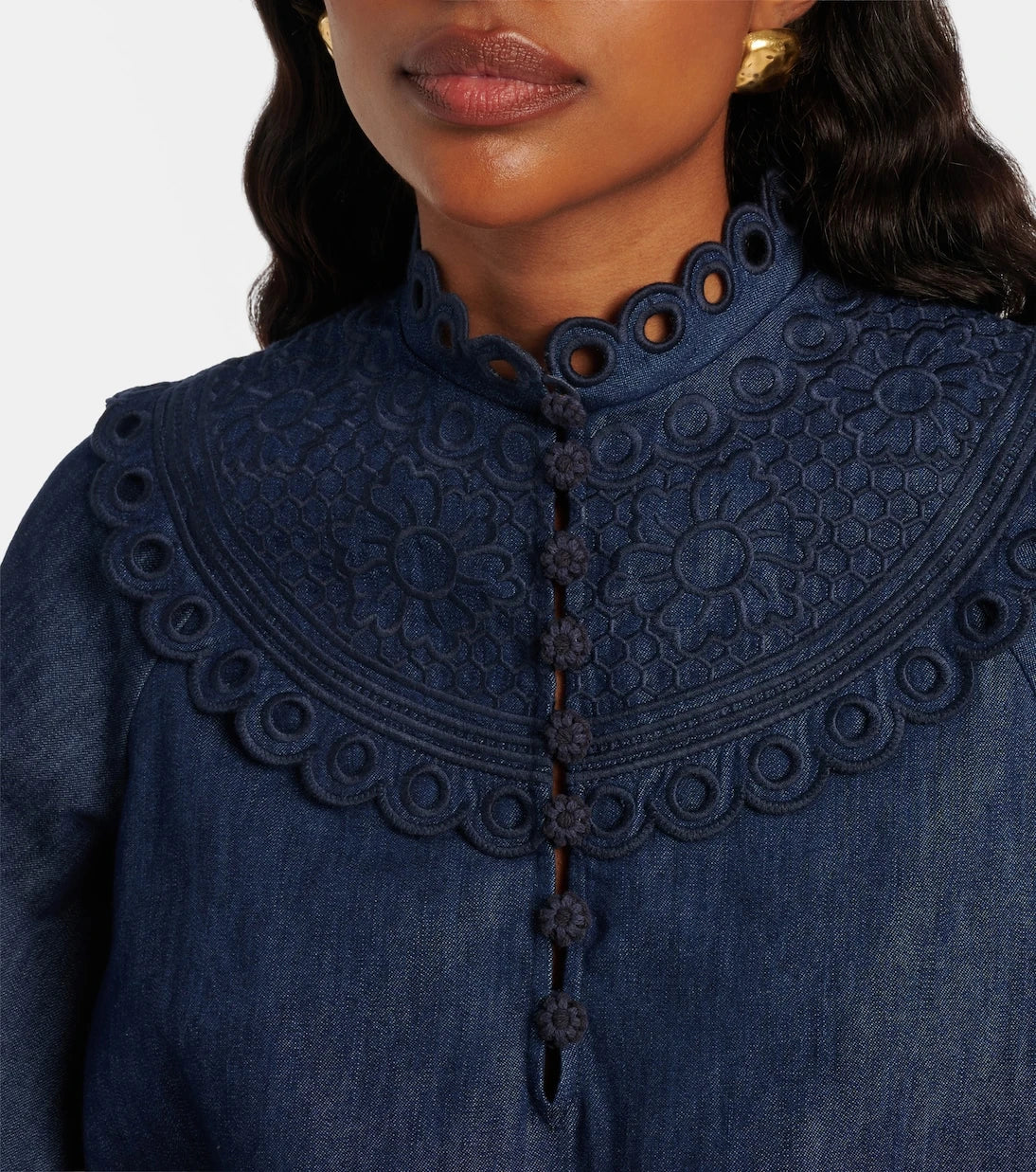 Zimmermann - Mahon broderie anglaise denim top
