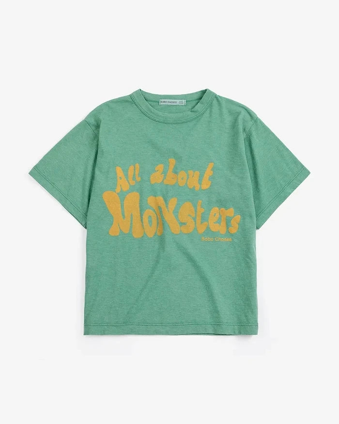 Bobo Choses çocuklar için pamuklu oversized tişört All About Monsters