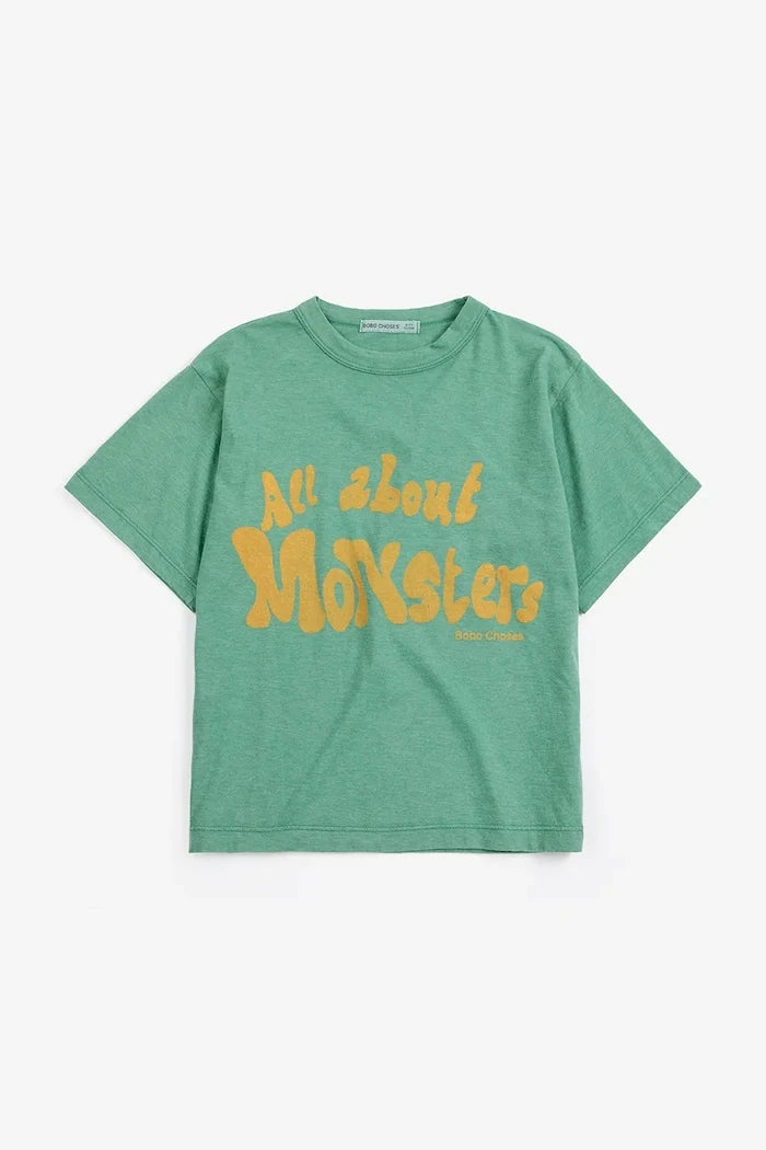 Bobo Choses çocuklar için pamuklu oversized tişört All About Monsters