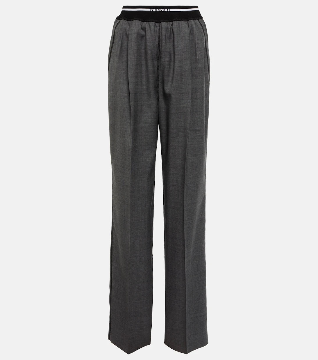 Miu Miu - Logo wide-leg checked pants