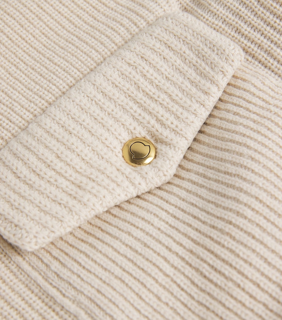 Ivory Wool-Down Panelled Cardigan