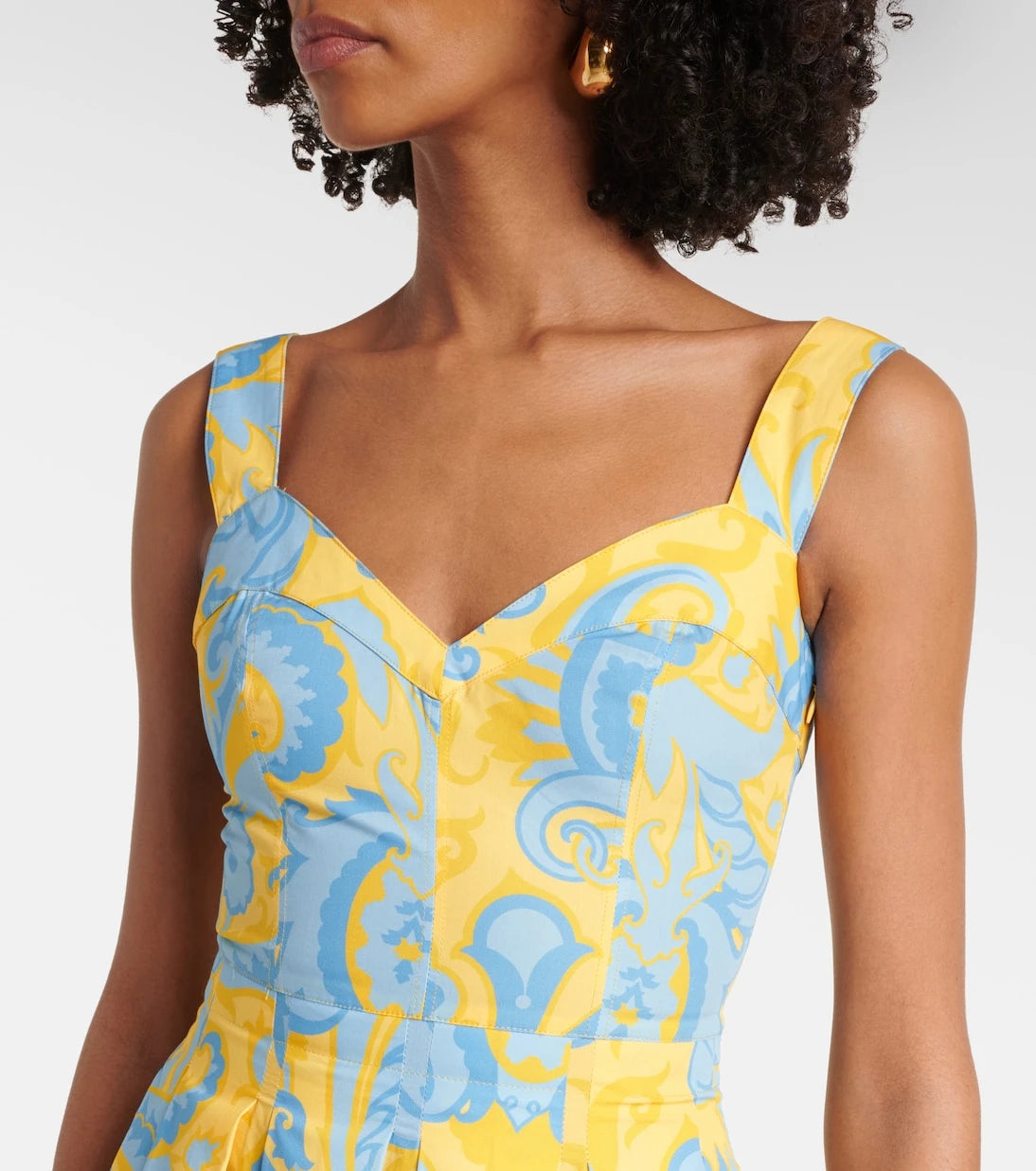 Etro - Paisley pleated cotton midi dress