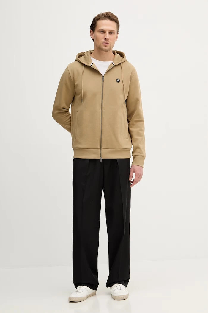 BOSS erkek pamuklu kapüşonlu ve fermuarlı sweatshirt C-Spence 01
