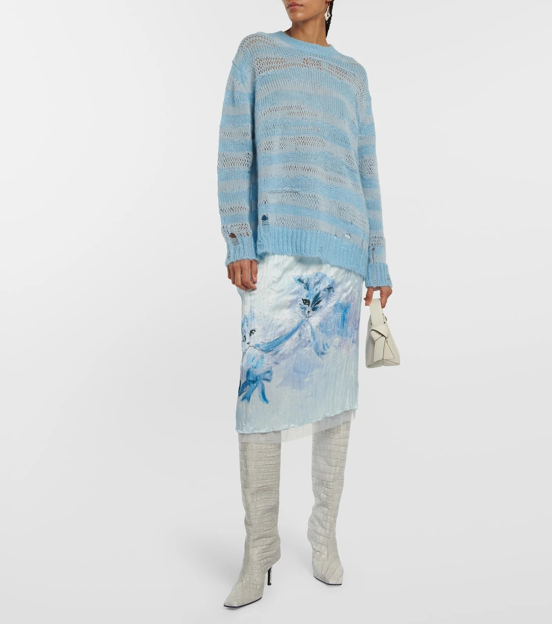 Acne Studios - سترة مقلمة مهترئة