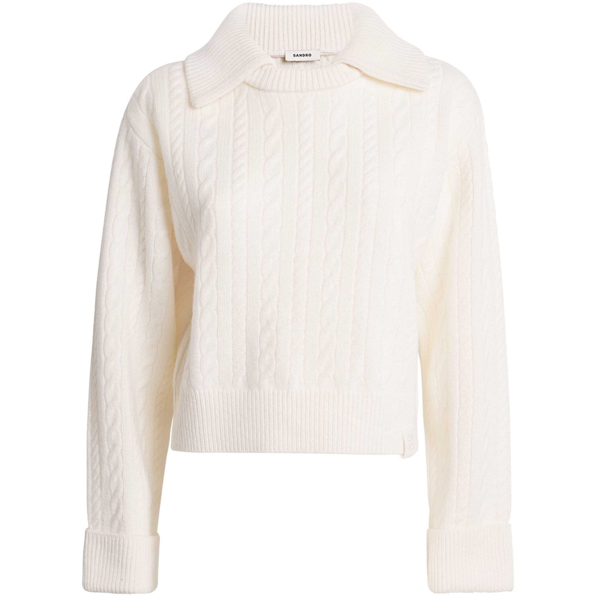 Beige Wool Sailor-Neck Sweater