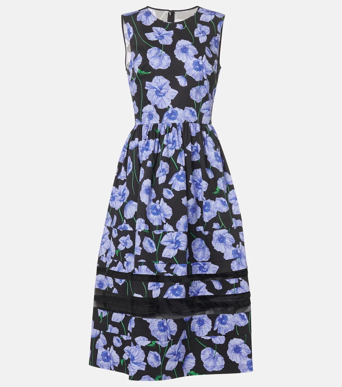 Carolina Herrera - Floral belted cotton-blend midi dress