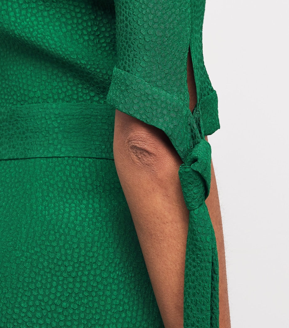 Green Bubble Jacquard Pedernal Midi Dress