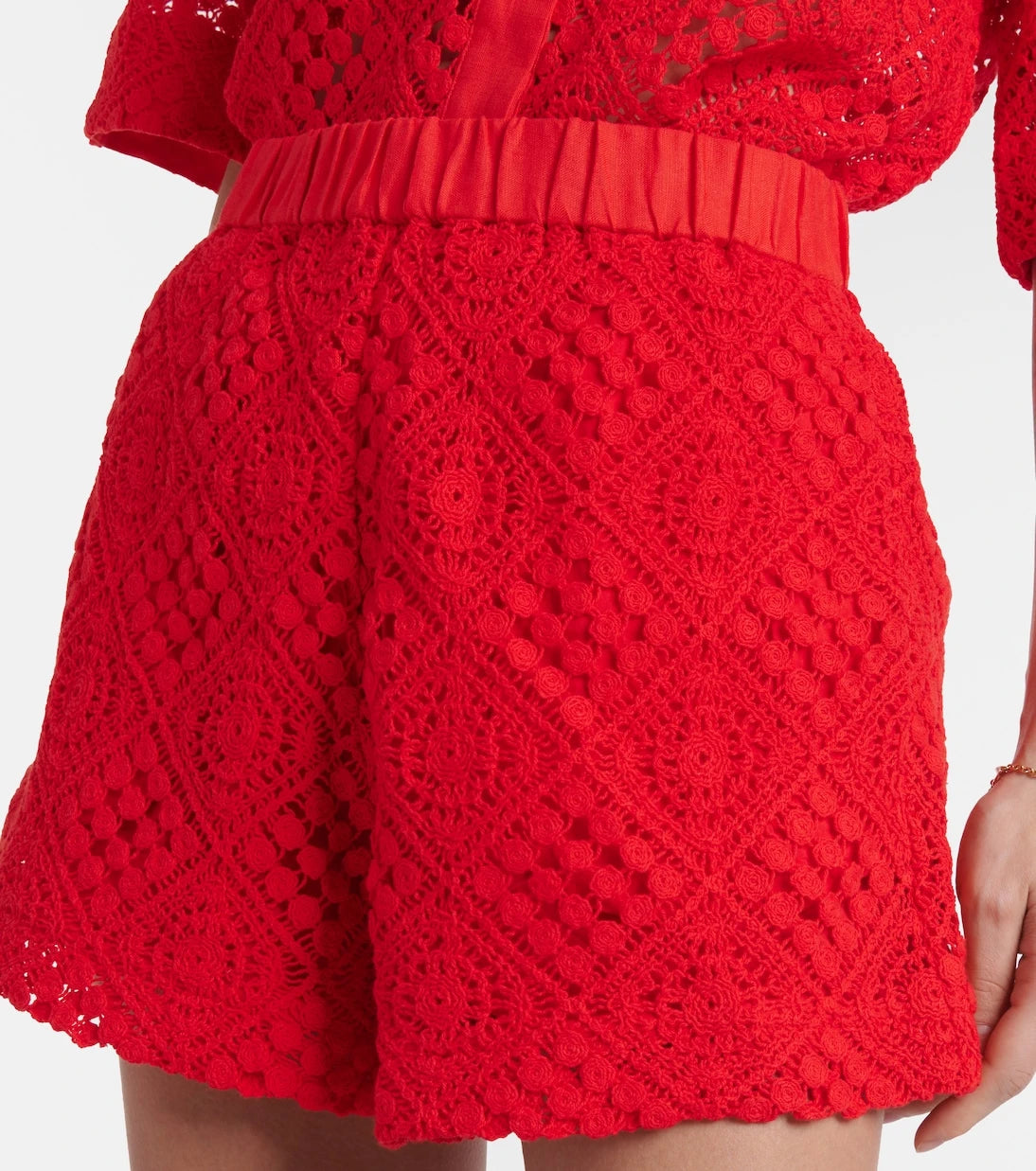 SIR - Crochet high-rise cotton-blend shorts
