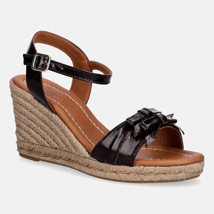 Billi Bi deri eğimli platform sandalet