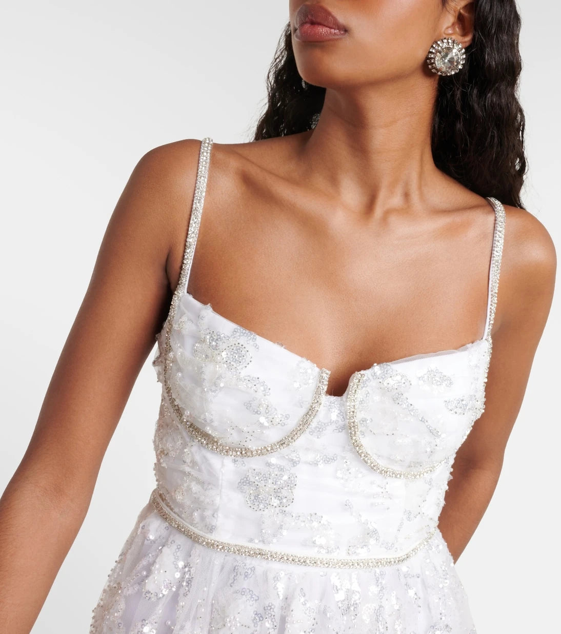 Self-Portrait - Sequined bustier minidress
