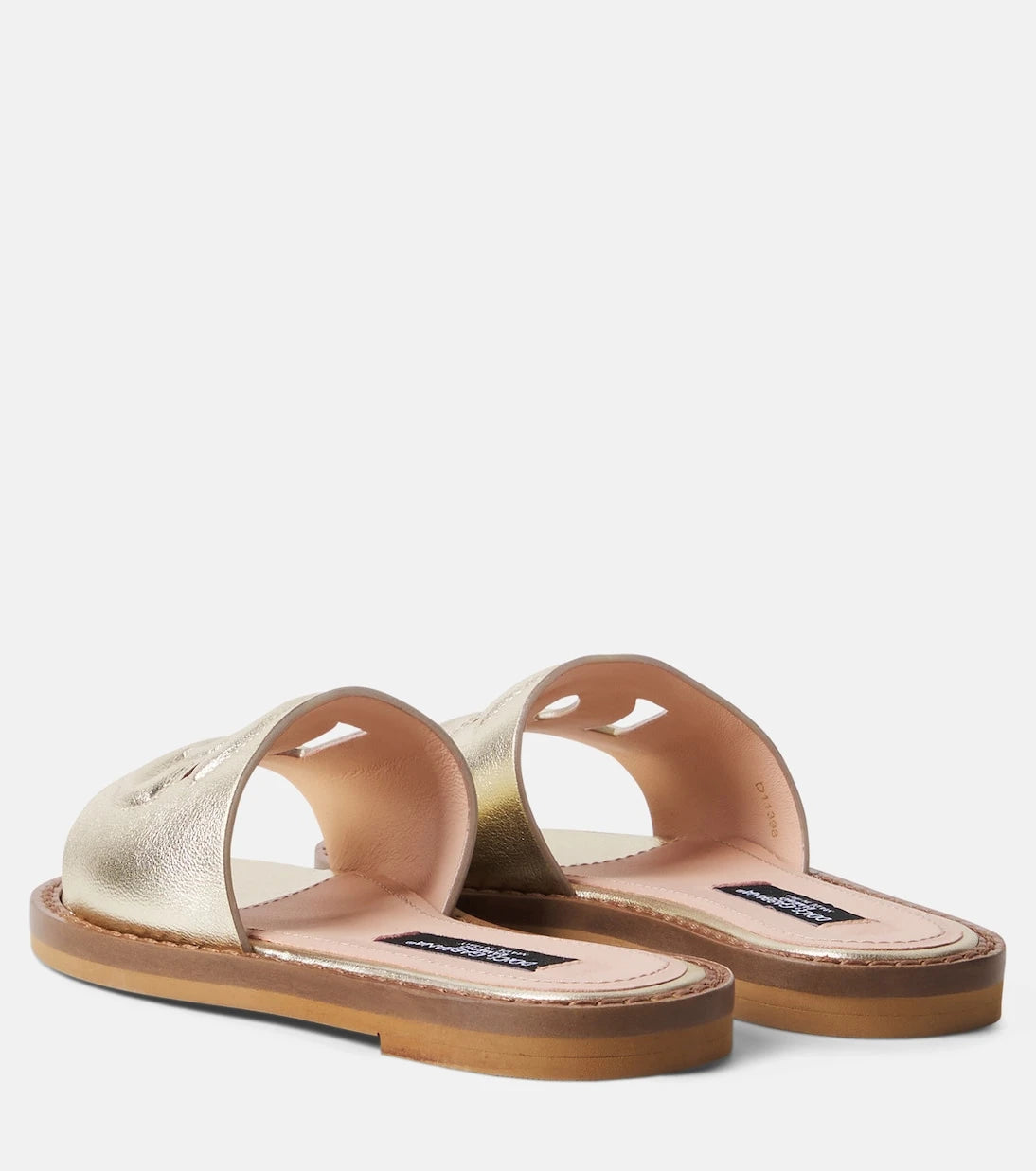 Dolce&Gabbana Kids - DG metallic leather slides