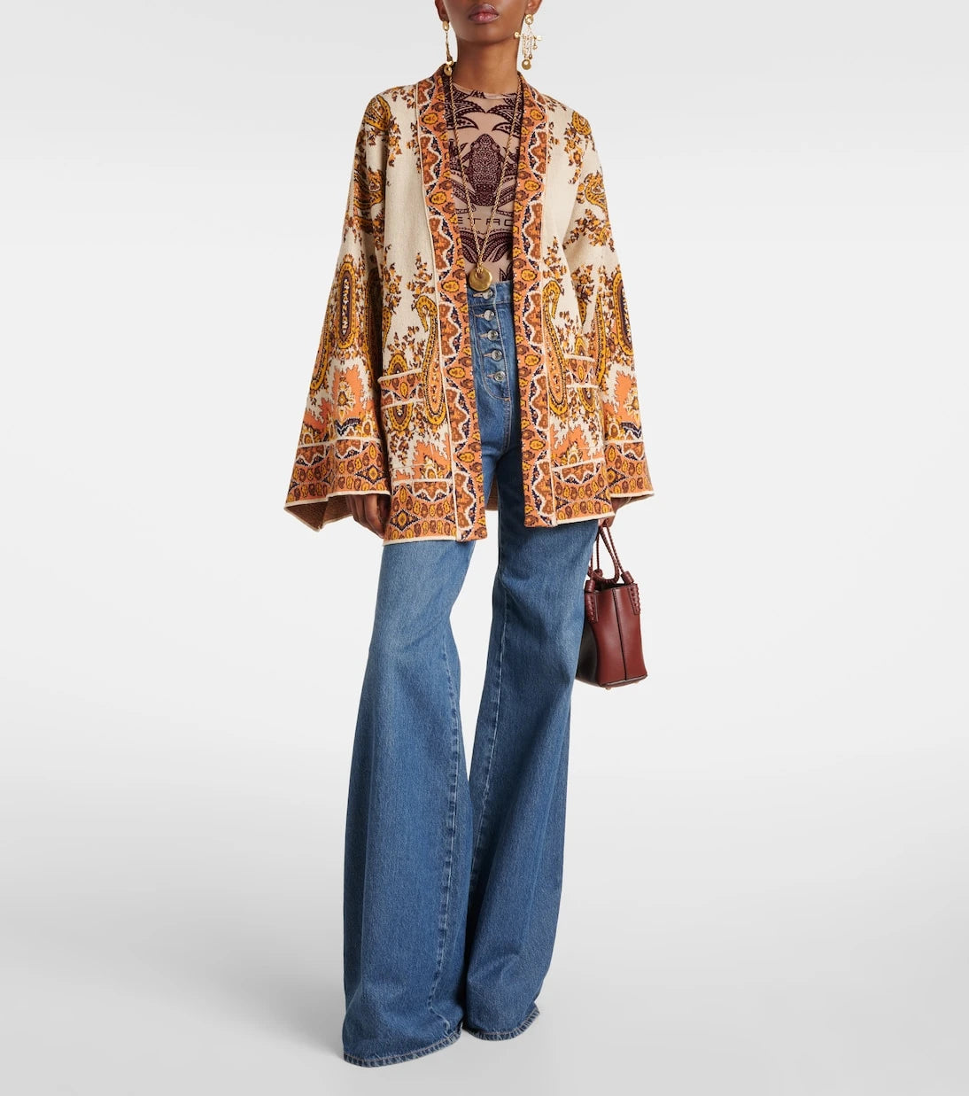 Etro - كارديجان من مزيج القطن الجاكار ملفوف