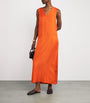 Róhe Orange Silk V-Neck Midi Dress