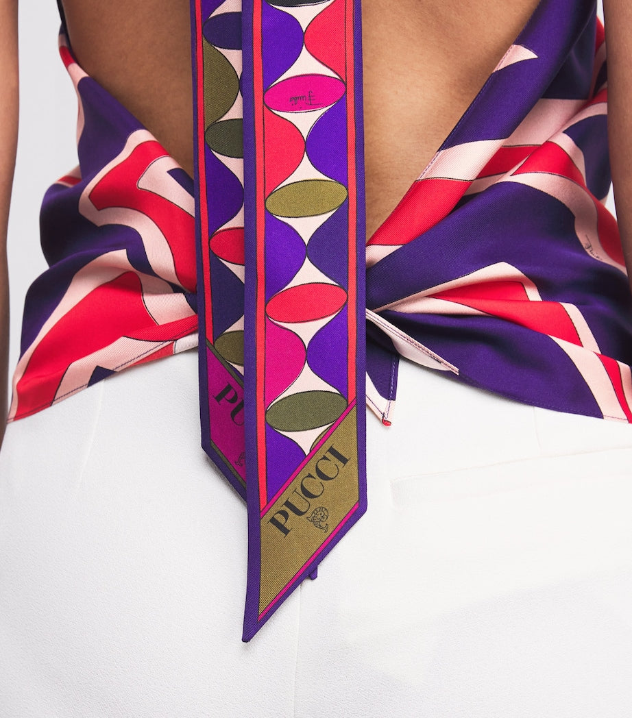 PUCCI Multi Silk Labirinto Print Halterneck Top