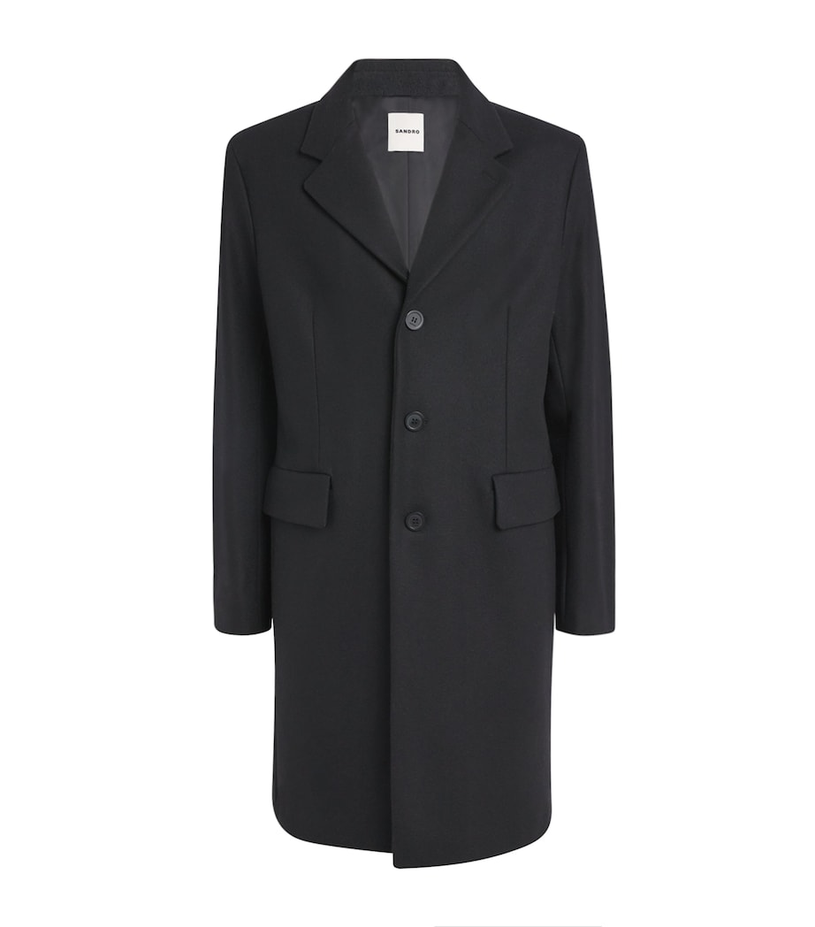 Black Wool-Blend Overcoat