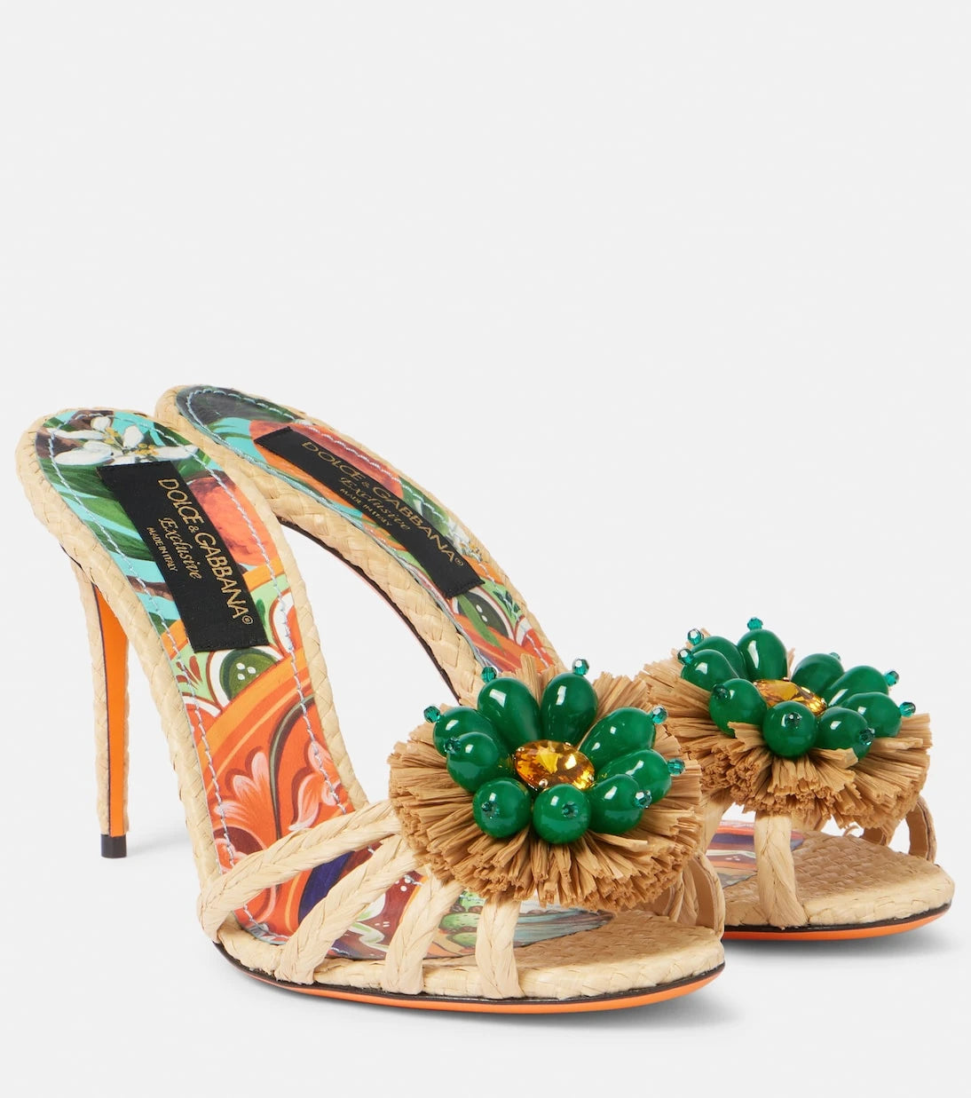 Dolce&Gabbana - Taormina 90 embellished raffia mules