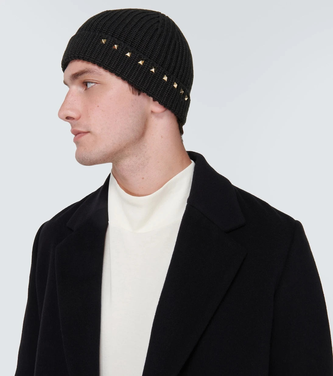 Valentino Garavani - Rockstud ribbed-knit wool beanie