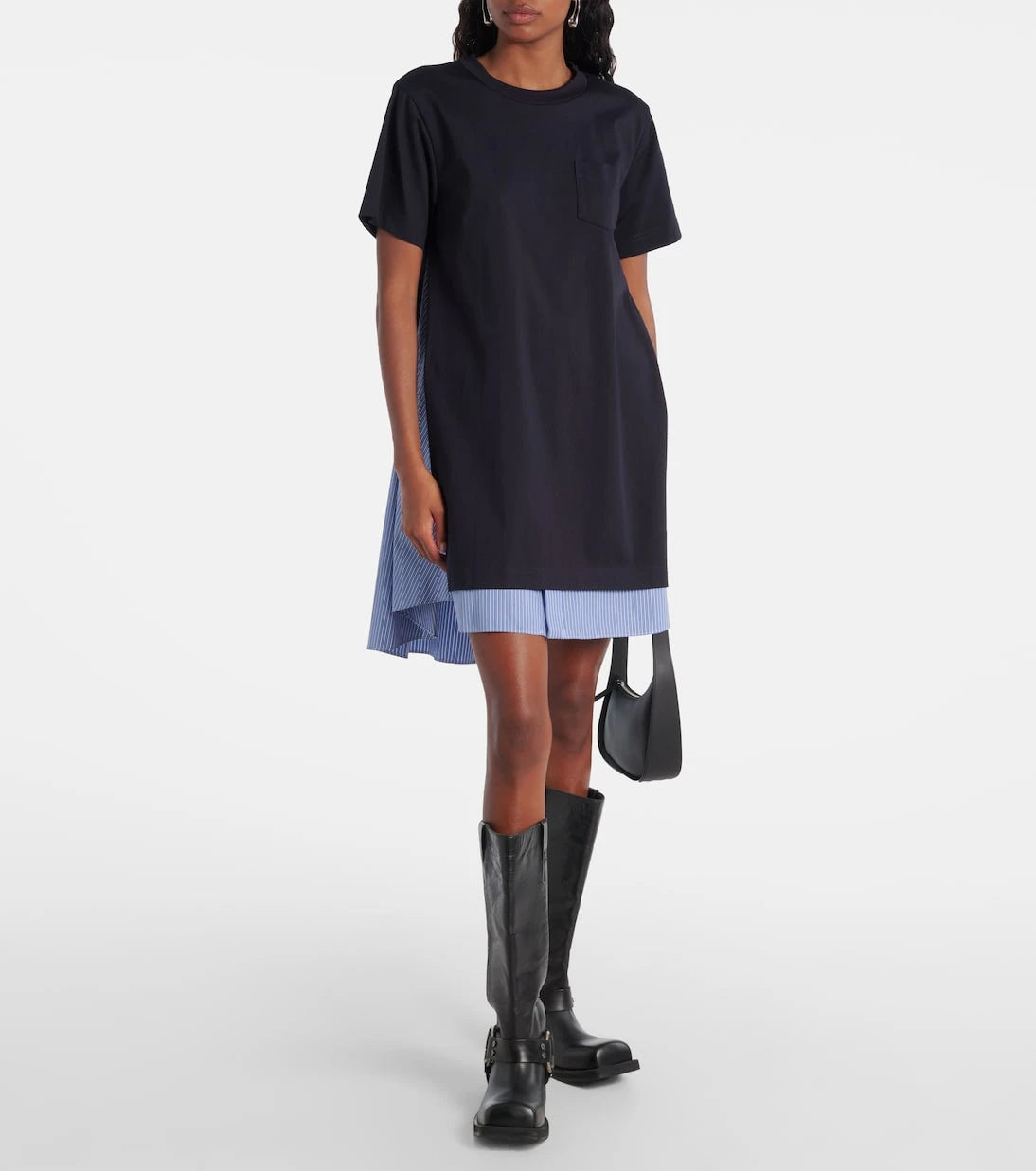 Sacai - Striped cotton minidress