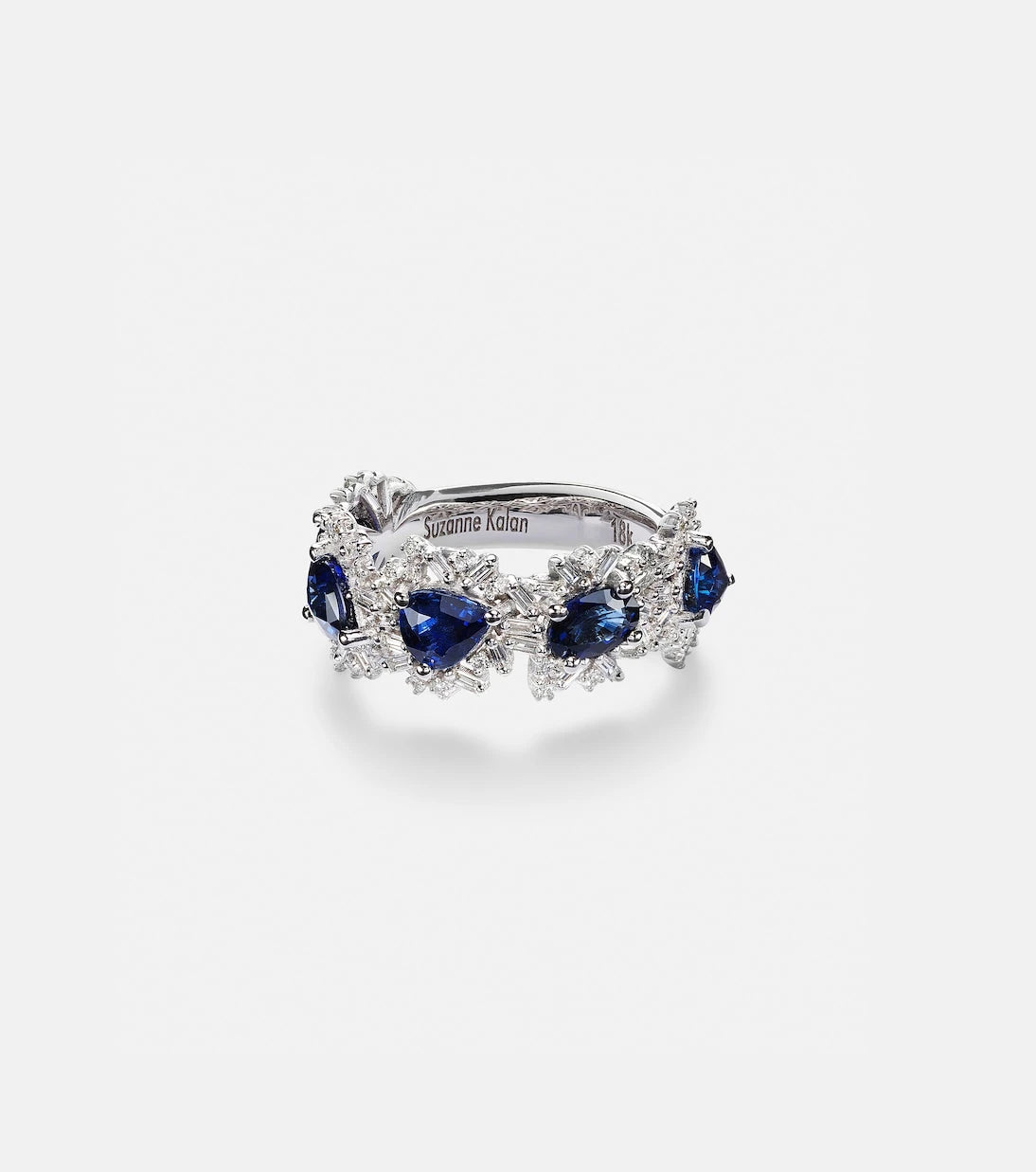 Suzanne Kalan - 18kt white gold ring with sapphires and diamonds
