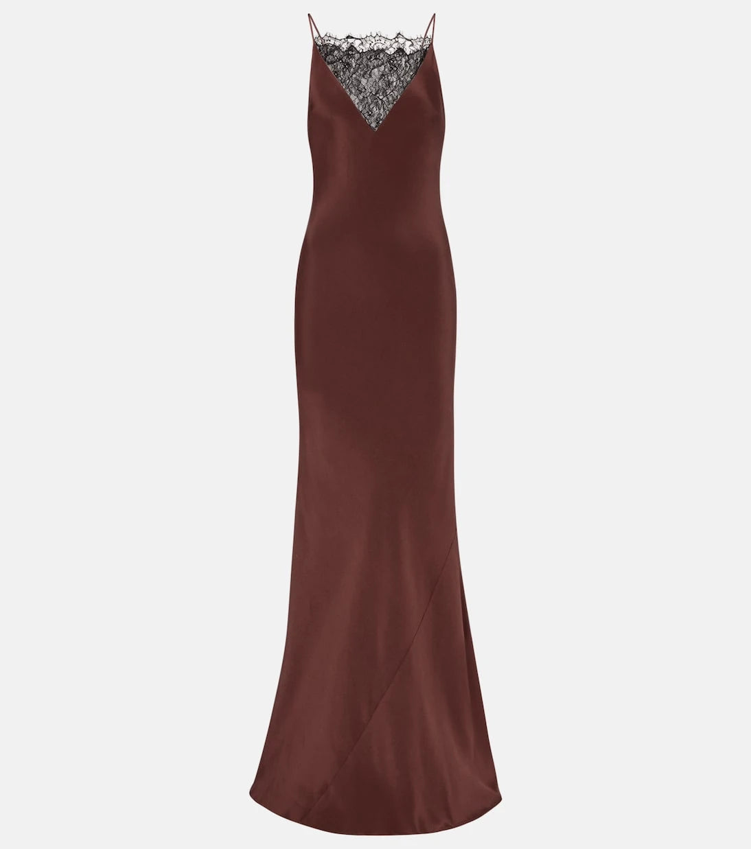 Roland Mouret - Lace-trimmed silk satin gown