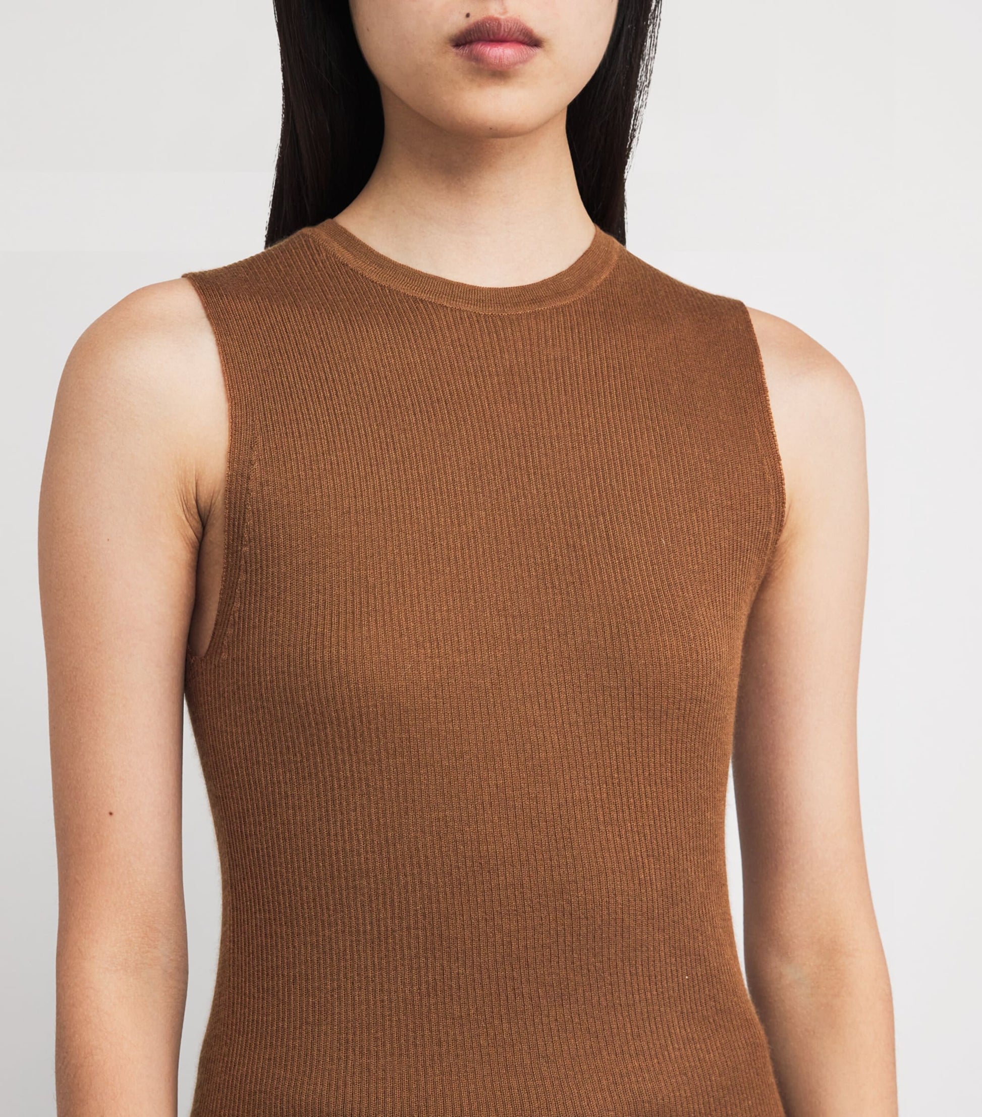 Johnstons Of Elgin Brown Superfine Cashmere Tank Top