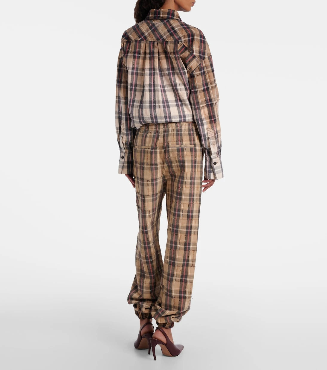 The Attico - Checked cotton flannel cargo pants