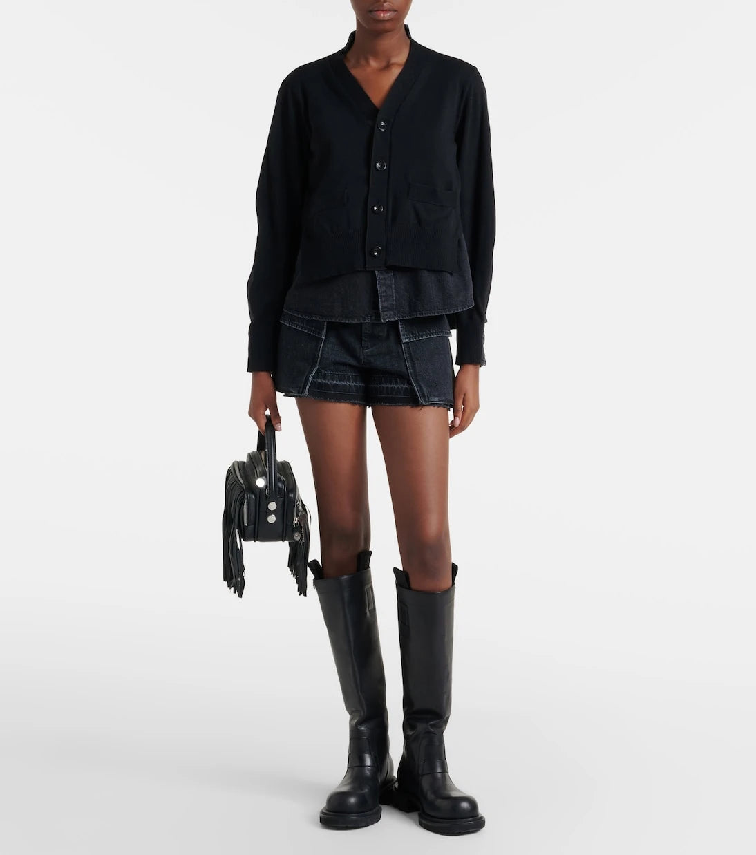 Sacai - Paneled cotton-blend cardigan
