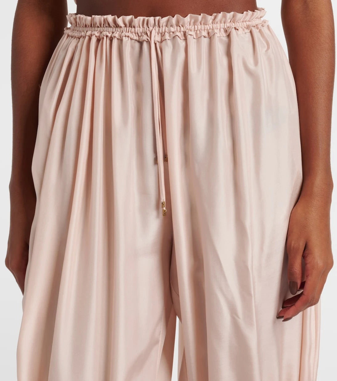 Chloé - Lace-trimmed silk pongé cropped pants