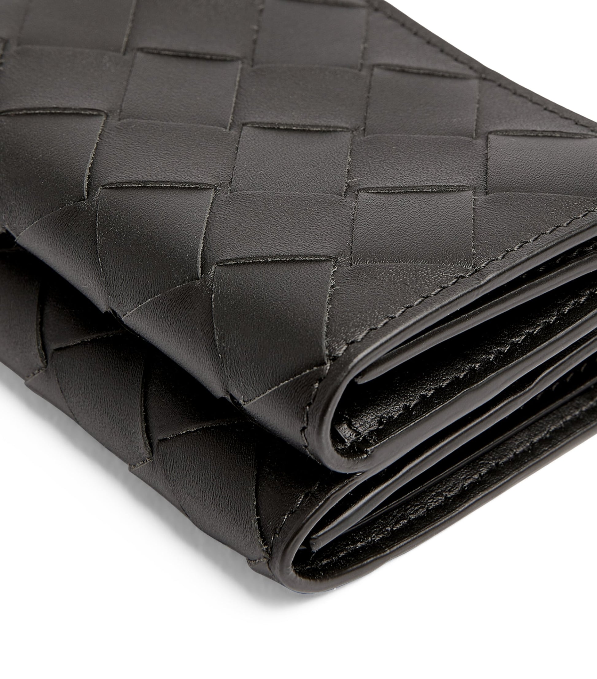 Leather Intrecciato Trifold Wallet