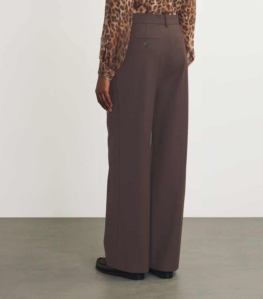 Maje Brown Wide-Leg Tailored Trousers