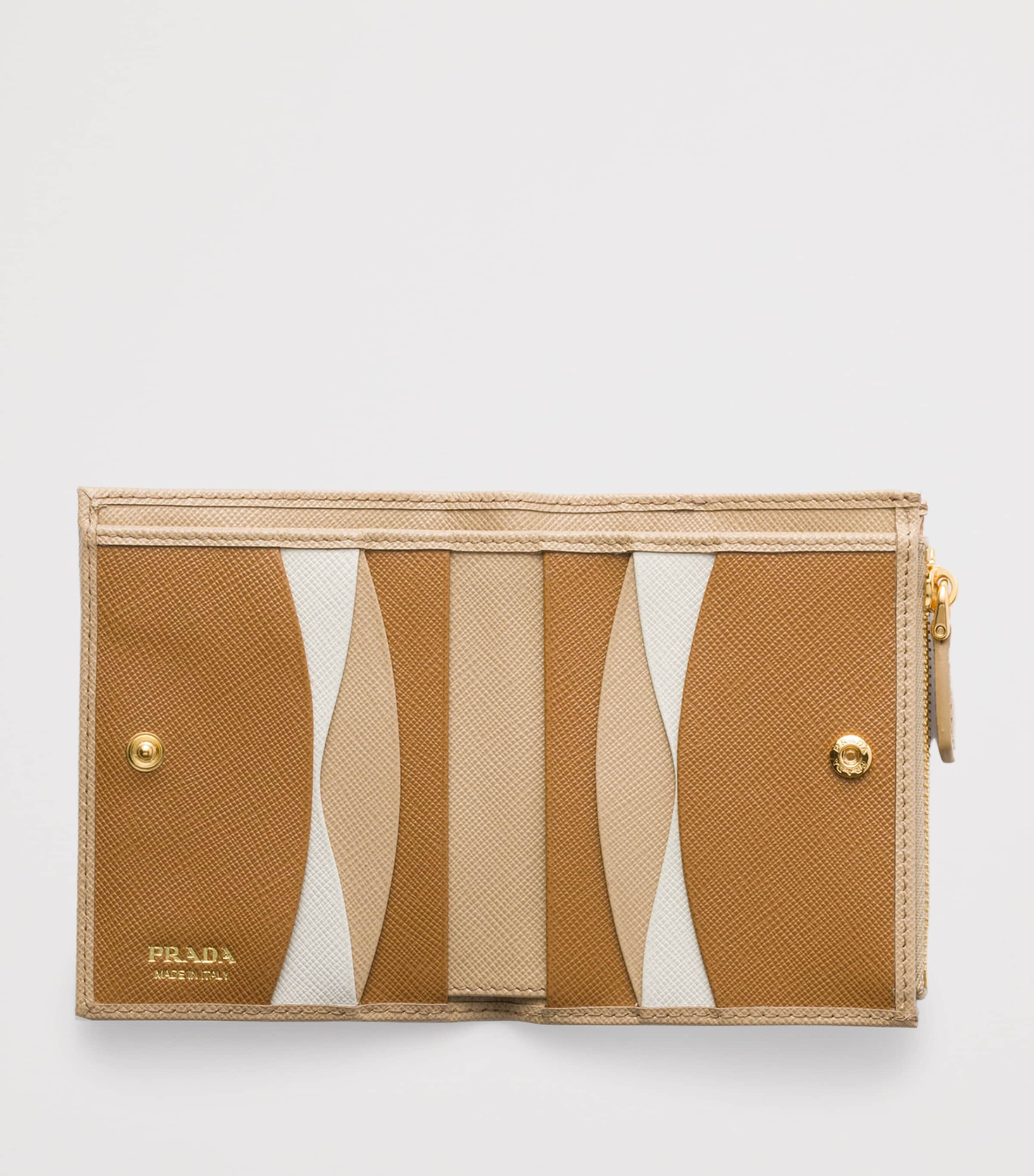 Prada Neutral Small Saffiano Leather Bifold Wallet