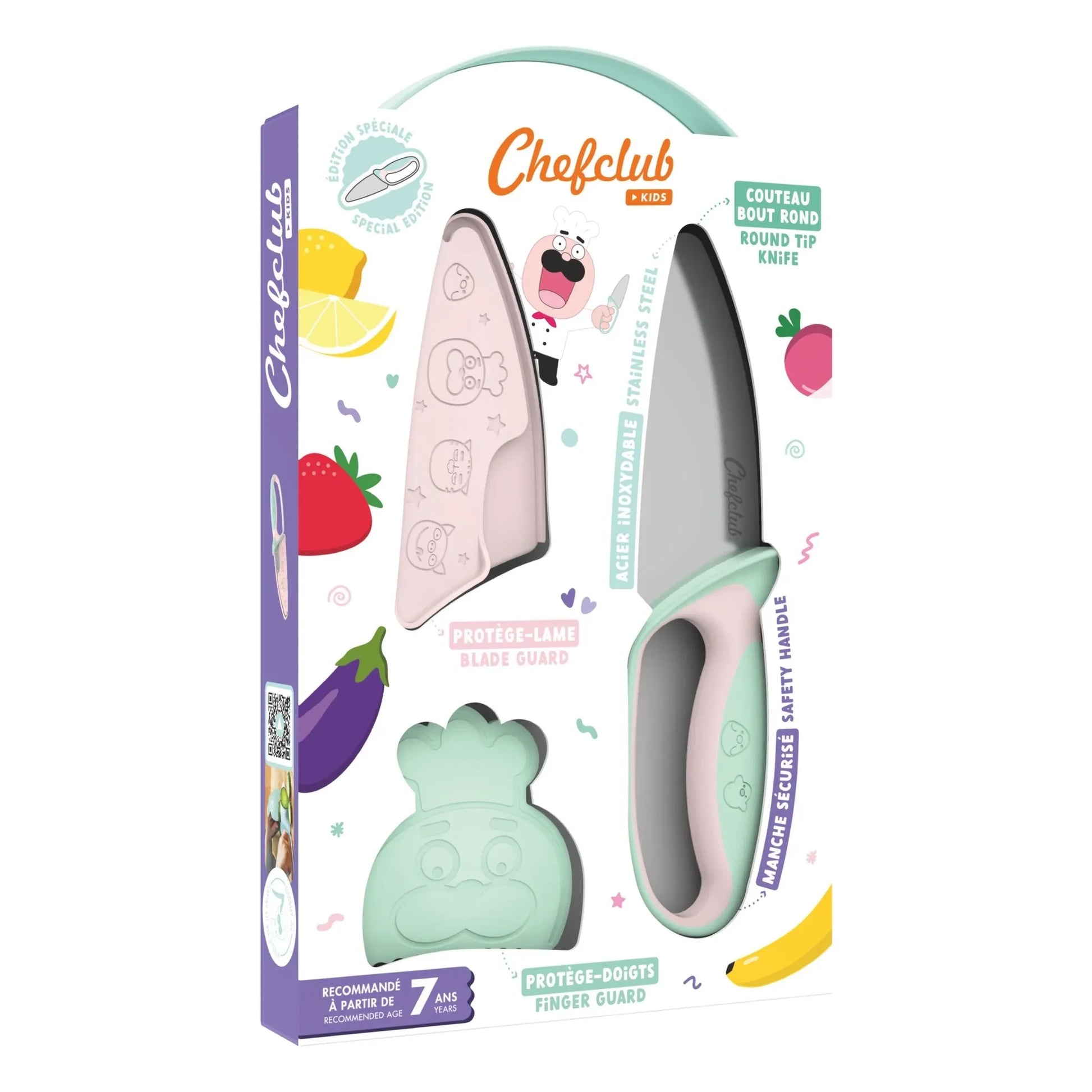 Chefclub - Knife with finger guard | Pale Pink
