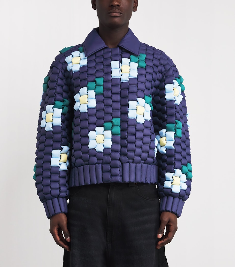 Raxxy Navy 3D Down-Filled Floral Puffer Jacket