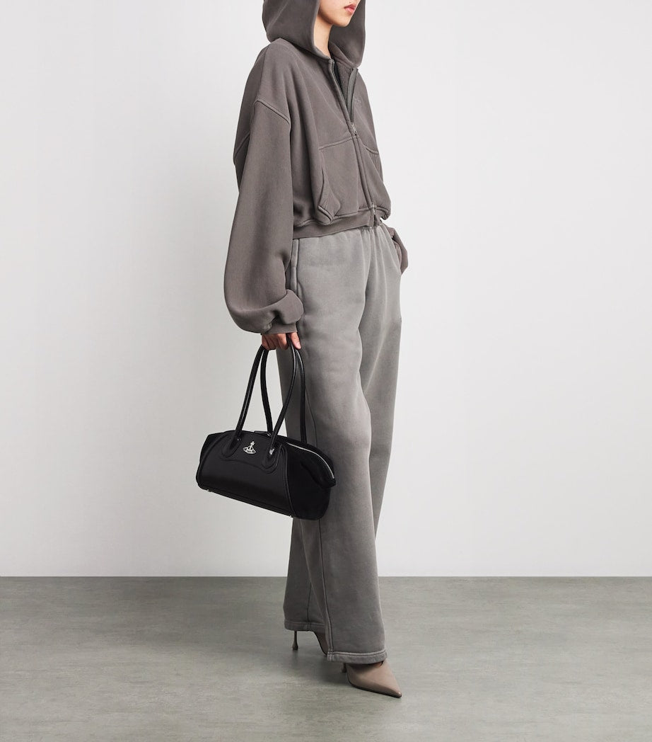 Alexander Wang Grey Stretch-Cotton Oversized Cropped Hoodie