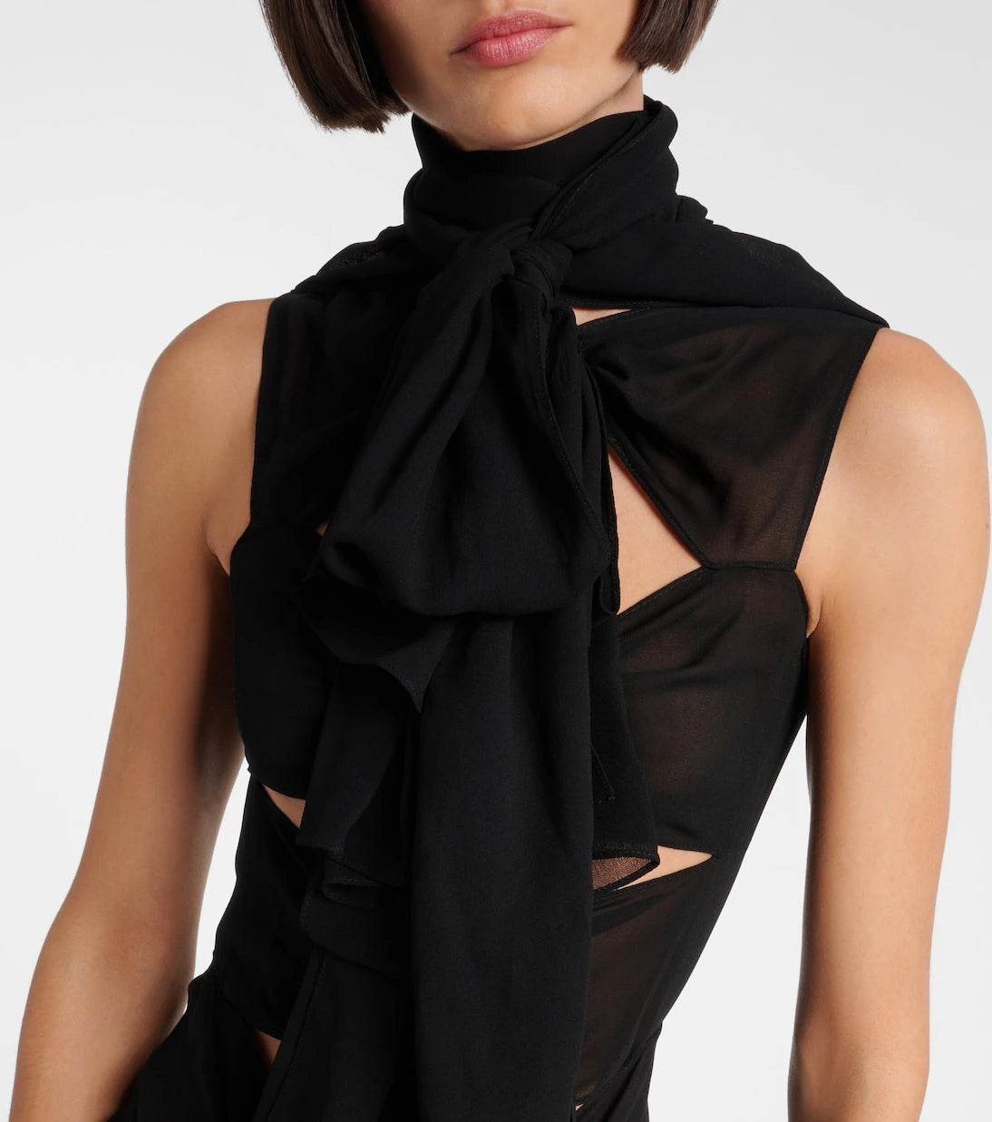 Alaïa - Kesik detaylı büzgülü jarse elbise